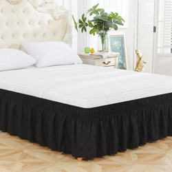 Gonna da letto in poliestere elastico volante, gonna elastica, gonna letto, gonna letto (nero: 78 * 80 + 15 pollici en oferta