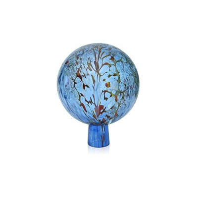 Lauschaer - Sfera da giardino in vetro con granulato acquamarina, diametro 15 cm, in vetro soffiato a mano, forma a mano