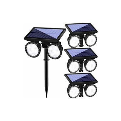 Lampada solare da giardino con sensore di movimento, lampada solare da parete con faretti a due teste, 24 LED, impermeabile, girevole a 360°, luce di