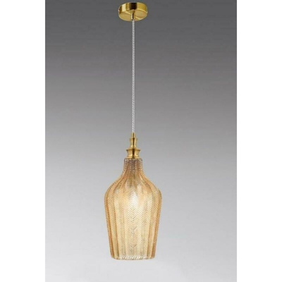 G.E.A. Luce Sospensione Cleofe S/12 Ambra 1Xe27 Lampadina Esclusa Fclsa12