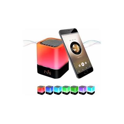 Luci notturne Altoparlante Bluetooth, Sveglia Sensore di tocco Lampada da comodino Lampada da tavolo dimmerabile RGB LED multicolore, Chiamata a mani