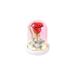 Forever Rose, lampada da comodino con fiore rosa in una cupola in vetro su base in legno, luce notturna decorativa per il matrimonio, San Valentino en oferta