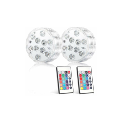 Sporgo, 2 luci subacquee a LED con telecomando, 10 LED RGB multicolore, impermeabili, per vaso, acquario, laghetto, Halloween, feste, Natale precio