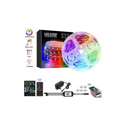 Striscia LED con controllo app per smartphone, striscia LED che cambia colore, 5 m, RGB flessibile, con controller Bluetooth, sincronizzazione per