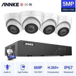 ANNKE Sistema di videosorveglianza di rete PoE Super HD 5MP, NVR di sorveglianza 8CH con compressione video H.265 con 4 telecamere impermeabili HD da características