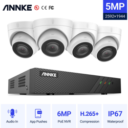 ANNKE Sistema di videosorveglianza di rete PoE Super HD 5MP, NVR di sorveglianza 8CH con compressione video H.265 con 4 telecamere impermeabili HD da características