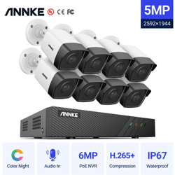 ANNKE Sistema di videosorveglianza di rete PoE Super HD 5MP, NVR di sorveglianza 8CH con compressione video H.265 con 8 telecamere impermeabili HD da en oferta