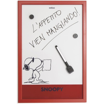 Excelsa Lavagna Peanuts Snoopy Con Magneti 30X45 Cm Rosso Accessori Casa Cucina