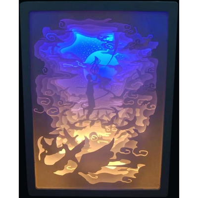 3D Paper Carving Night Light LED Papercut Light Box Sculptures Frame Gift Decorative Desktop Lamp