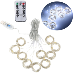 DC5V 12W 300 LEDs Fairy Curtain String Light con telecomando / controllo linea Combinazione alimentata tramite USB / In onda / Sequenziale / Slo Glo precio