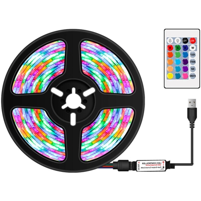 Strisce LED colorate RGB dimmerabili USB con telecomando IR 16 colori e 4 modalita di illuminazione 1m 60 LED Corda per TV Sfondo del desktop del