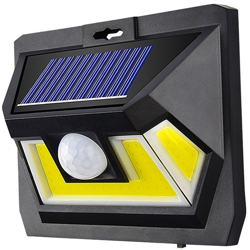 Asupermall - Lampada da parete con sensore di energia solare durevole 3 superfici luminose impermeabile IP65 54 COB,Nero características