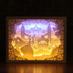 3D Paper Carving Night Light LED Papercut Light Box Sculptures Frame Gift Decorative Desktop Lamp en oferta