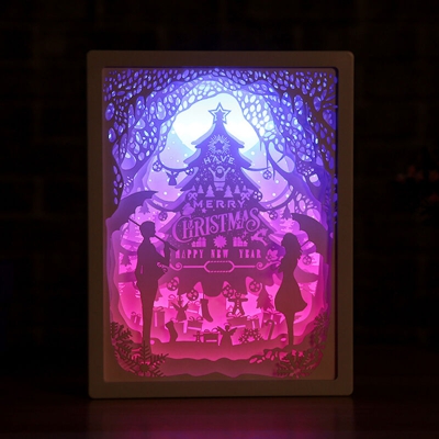 3D Paper Carving Night Light LED Papercut Light Box Sculptures Frame Gift Decorative Desktop Lamp