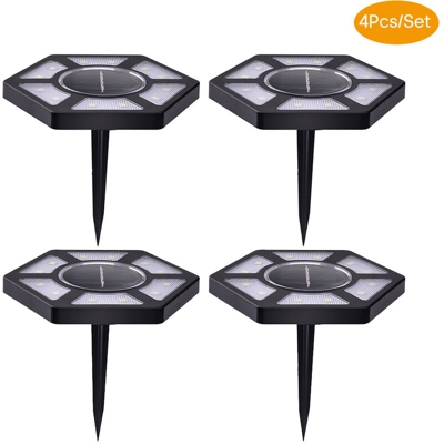 4pcs luci di terra solari 12LED illuminazione di paesaggio all'aperto lampada da prato IP65 luci a energia solare impermeabili per cortile giardino