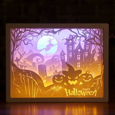 3D Paper Carving Night Light LED Papercut Light Box Sculptures Frame Gift Decorative Desktop Lamp