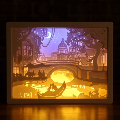 3D Paper Carving Night Light LED Papercut Light Box Sculptures Frame Gift Decorative Desktop Lamp