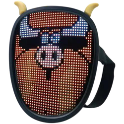 LED luminoso giocattolo maschera luminosa cellulare APP azionato fai da te parole cambiare faccia costume da festa vestire mascherata,Nero características