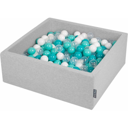 90X30cm/200 Palline ? 7CM Quadrato Piscina Di Palline Colorate Per Bambini Fabbricato In EU, Grigio Ch:Turchese Ch/Bianco/Trasparente/Turchese en oferta