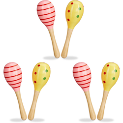 Set da 6 Maracas in Legno, Sonagli per Bambini, Strumento Musicale Didattico, Rosa e Gialle características