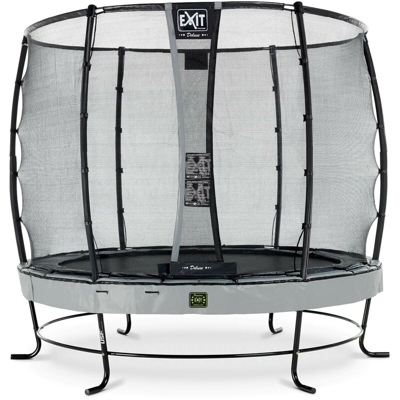 Exit - SOLO TRAMPOLINO Tappeto elastico da giardino rotondo 251cm con rete di sicurezza Deluxe - grigio. Con telaio molto stabile. Un trampolino