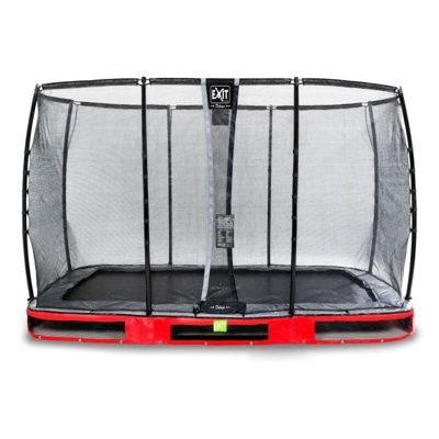 Exit - SOLO TRAMPOLINO Tappeto elastico da giardino interrato rettangolare 244x427cm - rosso. Con rete di sicurezza Deluxe e bordo protettivo extra