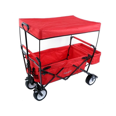 Carrello pieghevole da giardino/ da spiaggia ROSSO con tettuccio apribile JW-76CR - Fuxtec