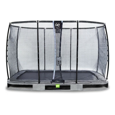 Exit - SOLO TRAMPOLINO Tappeto elastico da giardino interrato rettangolare 244x427cm - grigio. Con rete di sicurezza Deluxe e bordo protettivo extra