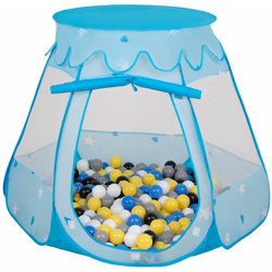 Selonis Tenda 105X90cm/300 Palline Castello Con Palline Colorate Per Bambini, Blu:Nero/Bianco/Grigio/Blu/Giallo - blu:nero/bianco/grigio/blu/giallo precio