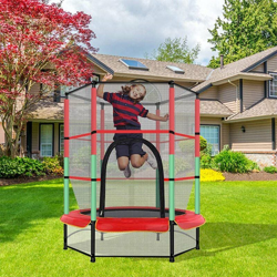 Trampolino da Giardino per Bambini, Trampolino Elastico con Rete di Sicurezza, Diametro 140 cm, Rete di Protezione, Corda per Bungee precio