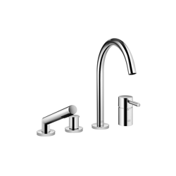 Meta vasca da bagno miscelatore a quattro fori per installazione a bordo vasca o bordo piastrelle 27632661, sporgenza 221 mm, colorazione: Platino precio