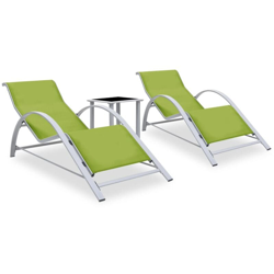 Lettini Prendisole con Tavolino 2 pz in Alluminio Verde - Verde - Vidaxl en oferta