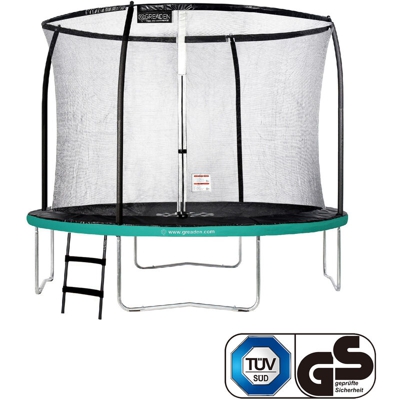 GREADEN Trampolino da giardino Freestyle verde 305 outdoor fitness Ø 305cm + Scala- Rete di sicurezza / materassino protettivo / materassino da salto