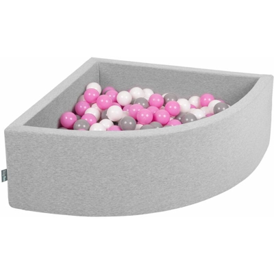 KiddyMoon 90X30cm/300 Palline Piscina Di Palline Colorate ∅7Cm Per Bambini Quarto Angolare In EU, Grigio Ch:Grigio/Bianco/Rosa - grigio