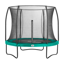 SOLO TRAMPOLINO Tappeto elastico da giardino rotondo 251cm - verde. Con rete di sicurezza con cerniera a doppia faccia e bordo protettivo spesso. en oferta