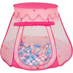 Selonis Tenda 105X90cm/200 Palline Castello Con Palline Colorate Per Bambini, Rosa:Azzurro/Rosa Chiaro/Perla - rosa:azzurro/rosa chiaro/perla en oferta