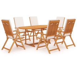 vidaXL Set da Pranzo da Giardino 7 pz con Cuscini in Legno di Teak - Marrone en oferta