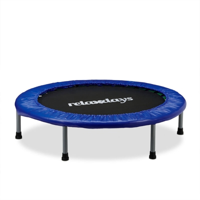 Relaxdays - Trampolino per Bambini, Tappeto Elastico Pieghevole, Capacità max. 45 kg, HxLxP: 22 x 96 x 96 cm, Nero Blu