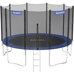 Songmics - Trampolino, Tappeto Elastico da 427cm per Giardino con Scaletta, Rete di Sicurezza, Pali Diritti Ricoperti, Test di Sicurezza TÜV precio