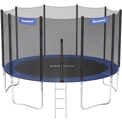 Songmics - Trampolino, Tappeto Elastico da 427cm per Giardino con Scaletta, Rete di Sicurezza, Pali Diritti Ricoperti, Test di Sicurezza TÜV