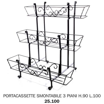 Portacassette Smontabile 3 Piani H. 90 L100