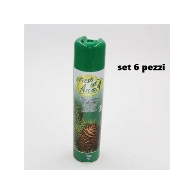 Set 6 Pz Deodorante Per Ambiente Spray Profumo Casa Fresco 300 Ml Pino