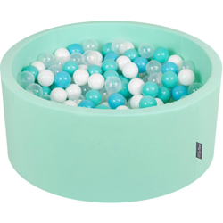 KiddyMoon 90X40cm/200 Palline ∅ 7CM Piscina Di Palline Colorate Per Bambini Tondo Fabbricato In EU, Menta:Turchese Ch/Bianco/Trasparente/Azzurro características