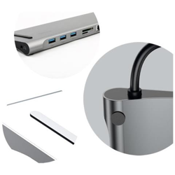 Baseus Usb Docking Station C Universal Type C Hub Dock Portatili Macbook 4k Uscita Video Hdmi 1080p Vga, Rj45 Gigabit Lan, Usb 3.1 Orificio Di Carico In Alluminio Argentato C 60w precio