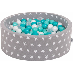 90X30cm/200 Palline ? 7CM Piscina Di Palline Colorate Per Bambini Tondo Fabbricato In EU, Grigio Stelle: Turchese Ch/Bianco/Trasp./Turchese - grigio características