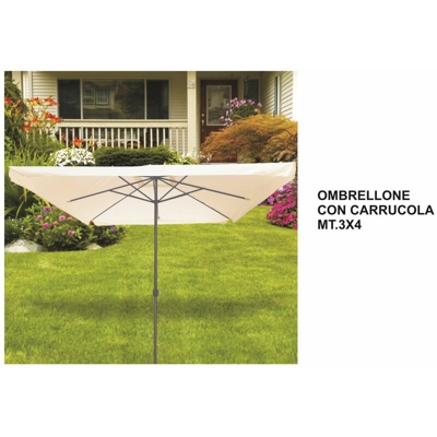 Ombrellone Con Carrucola 3X4 Telo Ecru' Mm.48