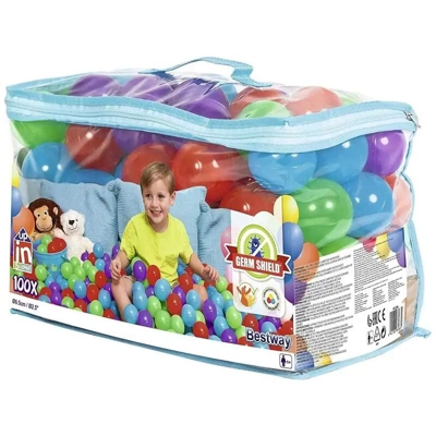 Palla Palline Gioco Colorate Bambini Sacca 100 Palline Semirigide Diametro 6.5cm