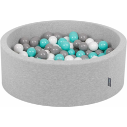 90X30cm/300 Palline ? 7CM Piscina Di Palline Colorate Per Bambini Tondo Fabbricato In EU, Grigio Ch:Bianco/Grigio/Turchese Ch - grigio en oferta