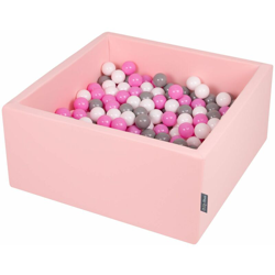 KiddyMoon 90X40cm/200 Palline ∅ 7CM Quadrato Piscina Di Palline Colorate Per Bambini Fabbricato In EU, Rosa:Grigio/Bianco/Rosa en oferta