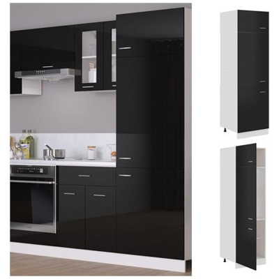 Armadio Per Frigo Nero Lucido 60x57x207 Cm In Truciolato